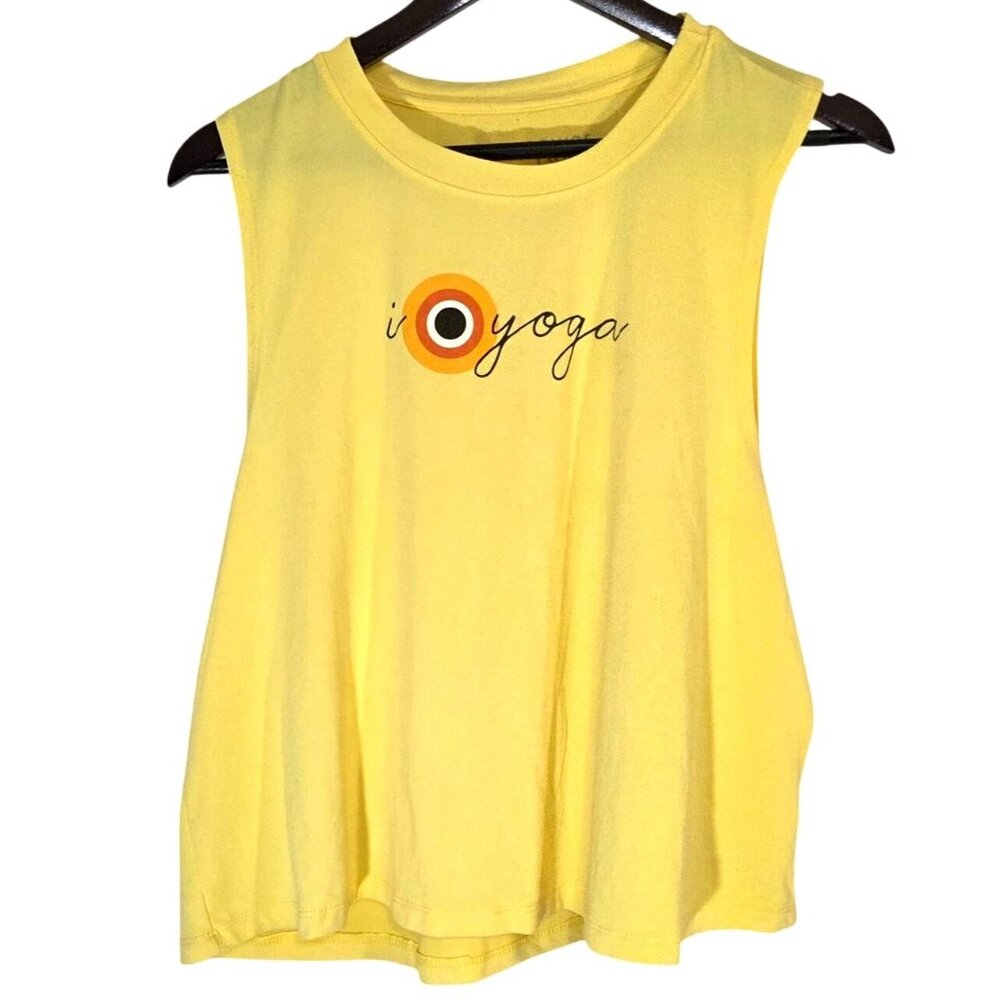 Corepower Yoga Yellow Sleeveless Crewneck Cropped Active Tank Top Womens Size XL